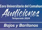 Preparan en la UNCo las audiciones para la temporada 2024 para el Coro Universitario del Comahue.