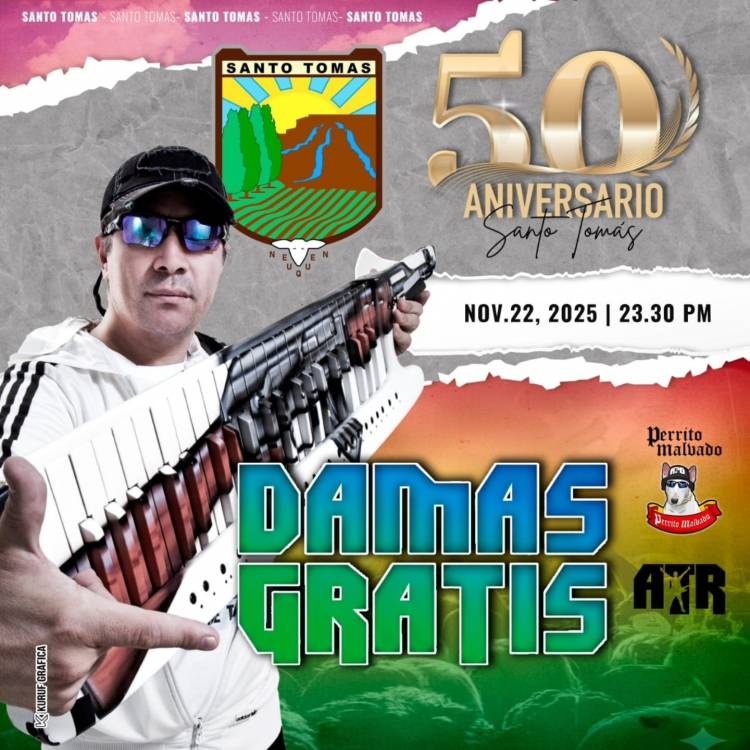 SANTO TOMAS: Damas Gratis llega para celebrar los 50º años de la localidad.